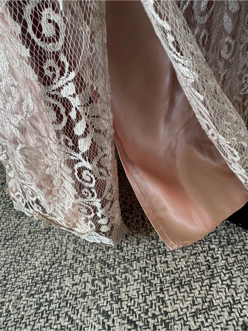 Vintage Alicia 1970’s Lace Maxi Dress Blush Pink Romantic Vintage Sz 5